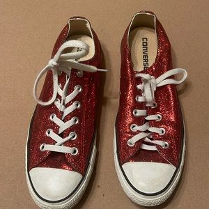 Red shimmering converse